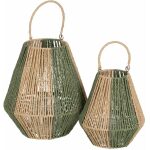 Farol Portavelas Natural-Verde Papel 21,50 X 21,50 X 23 Cm