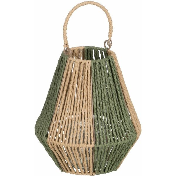 Farol Portavelas Natural-Verde Papel 21,50 X 21,50 X 23 Cm