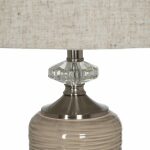 Lámpara Mesa Beige-Plata Cerámica-Metal 31,50 X 31,50 X 54 C