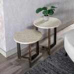 Mesa Auxiliar Beige-Marrón Nácar-Mdf 40 X 40 X 45 Cm