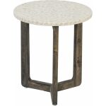 Mesa Auxiliar Beige-Marrón Nácar-Mdf 40 X 40 X 45 Cm