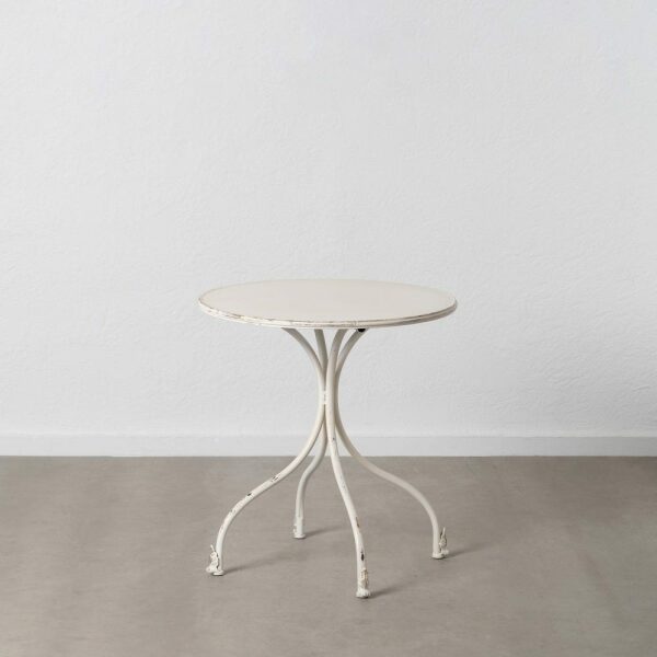 Mesa Auxiliar Crema Metal 70 X 70 X 75 Cm