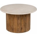 Mesa Centro Natural-Crema Mármol/Madera 76 X 76 X 45 Cm