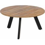 Mesa Centro Natural-Negro Madera-Hierro 80 X 80 X 40 Cm