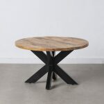 Mesa Centro Natural-Negro Madera-Hierro 80 X 80 X 45 Cm