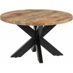 Mesa Centro Natural-Negro Madera-Hierro 80 X 80 X 45 Cm