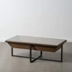 Mesa Centro Natural-Negro Madera-Metal 120 X 60 X 43,50 Cm