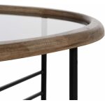 Mesa Centro Natural-Negro Madera-Metal 76 X 81 X 38 Cm