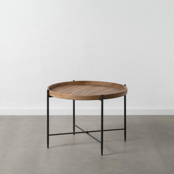 Mesa Centro Natural-Negro Metal-Madera 80 X 80 X 55 Cm