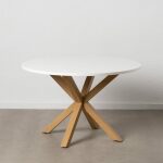 Mesa Comedor Blanco-Natural Dm-Metal 120 X 120 X 76 Cm