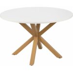 Mesa Comedor Blanco-Natural Dm-Metal 120 X 120 X 76 Cm