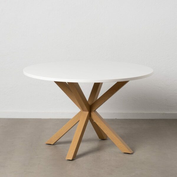 Mesa Comedor Blanco-Natural Dm-Metal 120 X 120 X 76 Cm