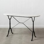 Mesa Comedor Blanco-Negro Metal-Mármol 120 X 60 X 71 Cm