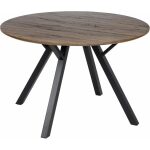 Mesa Comedor Marrón-Negro Dm-Metal Salón 120 X 120 X 75 Cm