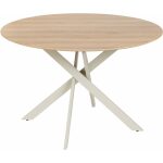 Mesa Comedor Natural-Crema Dm-Metal 120 X 120 X 75 Cm