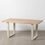 Mesa Comedor Natural-Crema Dm-Metal 160 X 90 X 75 Cm