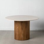 Mesa Comedor Natural-Crema Mármol/Madera 120 X 120 X 74 Cm