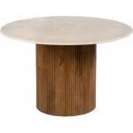 Mesa Comedor Natural-Crema Mármol/Madera 120 X 120 X 74 Cm