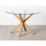 Mesa Comedor Natural Cristal-Metal 120 X 120 X 76 Cm