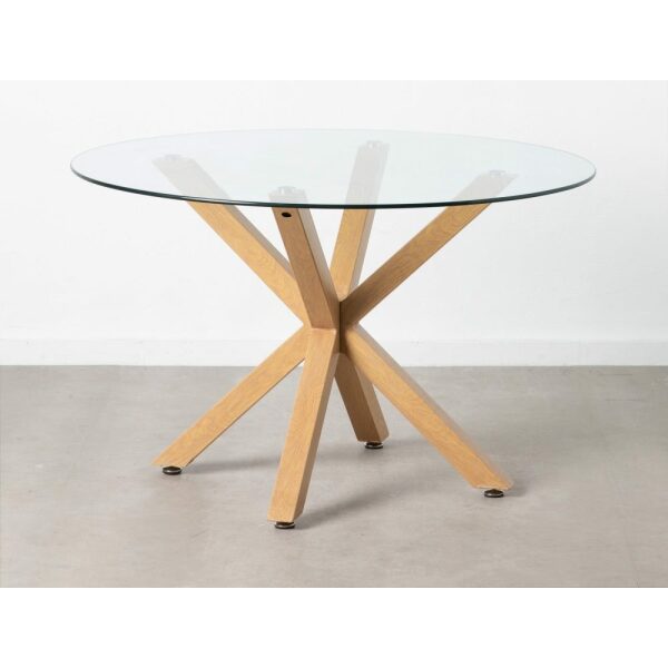 Mesa Comedor Natural Cristal-Metal 120 X 120 X 76 Cm