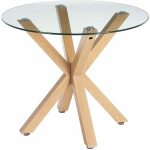 Mesa Comedor Natural Cristal-Metal 90 X 90 X 76 Cm