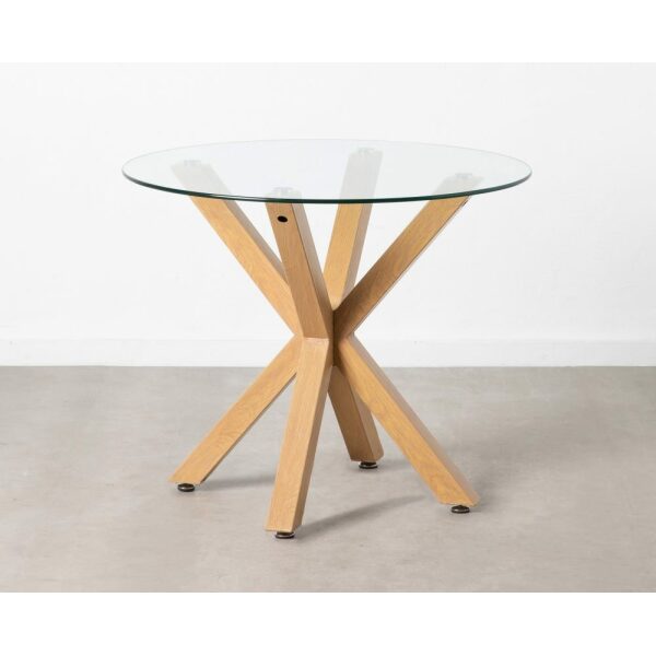 Mesa Comedor Natural Cristal-Metal 90 X 90 X 76 Cm