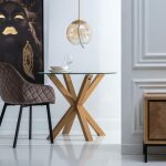 Mesa Comedor Natural Cristal-Metal 90 X 90 X 76 Cm