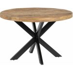 Mesa Comedor Natural-Negro Madera-Hierro 120 X 120 X 79 Cm