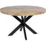 Mesa Comedor Natural-Negro Madera-Hierro 130 X 130 X 77 Cm