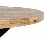 Mesa Comedor Natural-Negro Madera-Hierro 130 X 130 X 77 Cm