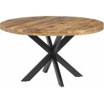 Mesa Comedor Natural-Negro Madera-Hierro 140 X 140 X 77 Cm