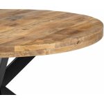 Mesa Comedor Natural-Negro Madera-Hierro 140 X 140 X 77 Cm