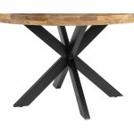 Mesa Comedor Natural-Negro Madera-Hierro 140 X 140 X 77 Cm