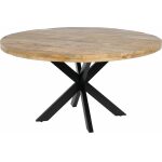 Mesa Comedor Natural-Negro Madera-Hierro 150 X 150 X 77 Cm