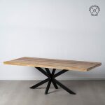 Mesa Comedor Natural-Negro Madera-Hierro 240 X 100 X 79 Cm