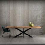 Mesa Comedor Natural-Negro Madera-Hierro 240 X 100 X 79 Cm