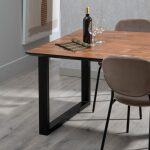 Mesa Comedor Negro-Marrón Madera-Hierro 160 X 90 X 76 Cm