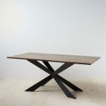 Mesa Comedor Negro-Marrón Metal / Mdf 180 X 93 X 75 Cm