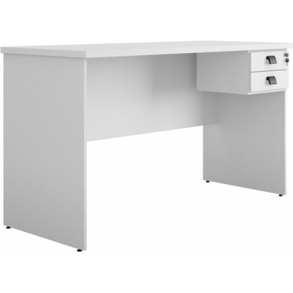 Mesa de oficina eco 2 cajones bilaminado color platino 150 x 60 cms jpg