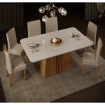 Mesa kali cristal roble y blanco roto 170x90 cms 1 jpg