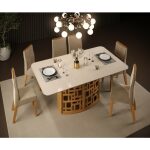 Mesa kali cristal roble y blanco roto 170x90 cms 2 jpg