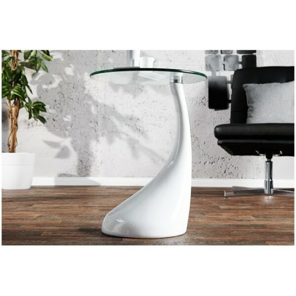 Mesa pear baja blanca cristal 50 cms de diametro 1 jpg