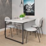 Mesa porto 160 metal negro tapa mdp color blanco 160 x 90 cms png