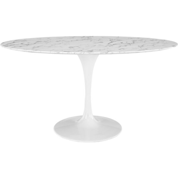 Mesa tul oval fibra de vidrio marmol blanco 160x90 cms jpg