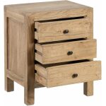 Mesita Natural Madera Mindi Dormitorio 43 X 34 X 55 Cm