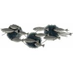 Mural Pared Peces Azul-Plata Metal 127,60 X 6,40 X 42,50 Cm