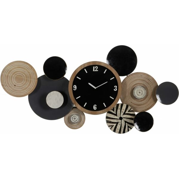 Mural Pared Reloj Natural-Negro Metal 128,30 X 7 X 64,10 Cm