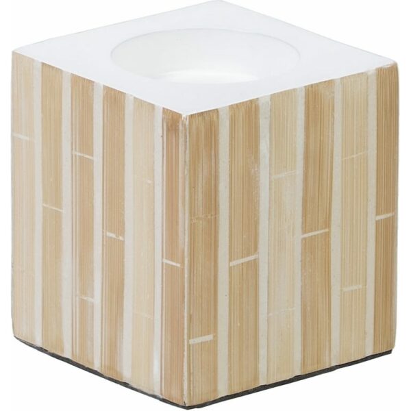 Portavelas Beige Bambú / "Mdf" 10,50 X 10,50 X 10,50 Cm