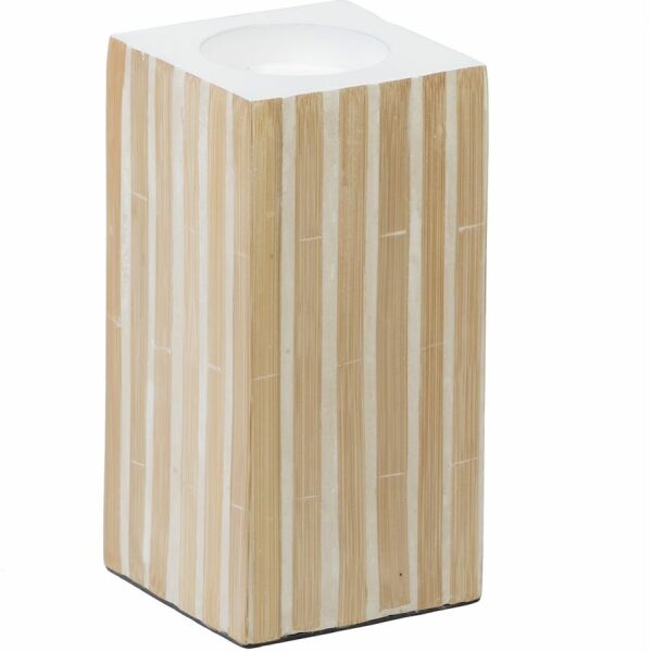 Portavelas Beige Bambú / "Mdf" 10,50 X 10,50 X 21 Cm