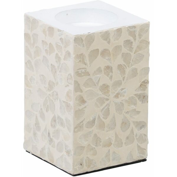 Portavelas Beige Nácar-Mdf Decoración 10,50 X 10,50 X 16 Cm